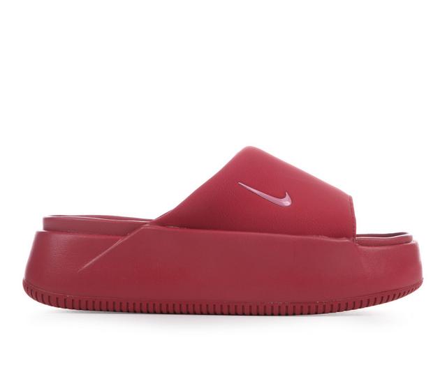 Women's Nike Wmns Calm Elevation Sport Slides in Crimson color