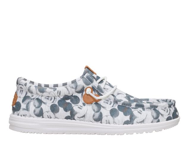 Men's HEYDUDE Wally Mickey Mouse Print Casual Shoes in Grey Multi color