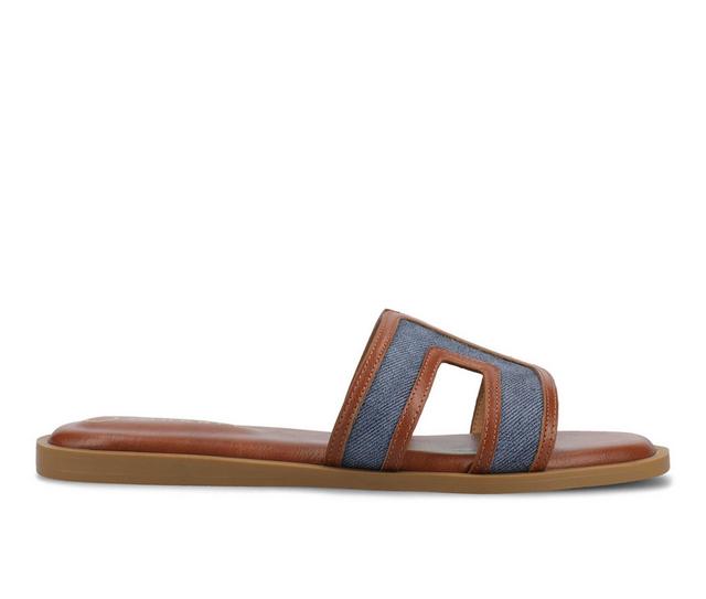 Women's Journee Collection Primah Sandals in Denim color