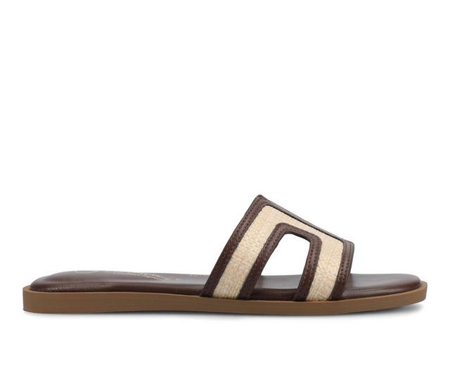 Women's Journee Collection Primah Sandals in Chocolate color