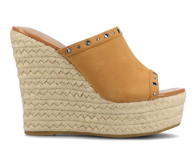 Women's Journee Collection Yari Wedges in Cognac color