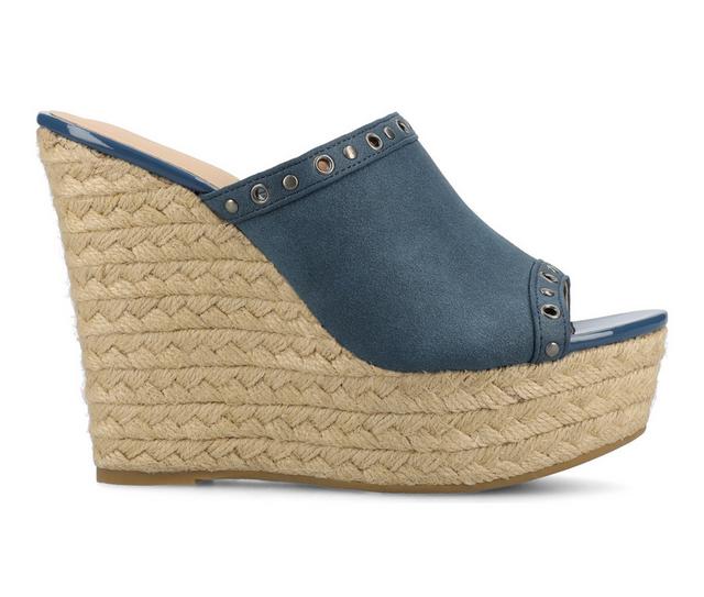 Women's Journee Collection Yari Wedges in Navy color