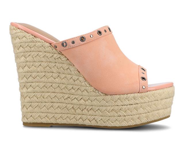 Women's Journee Collection Yari Wedges in Pink color