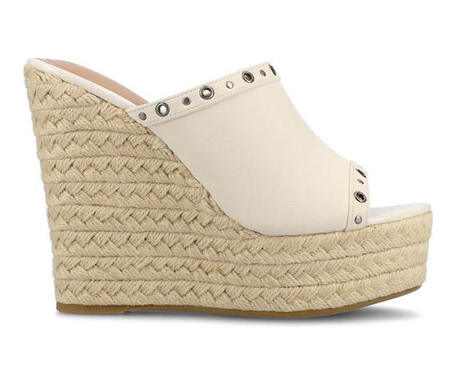 Women's Journee Collection Yari Wedges in White color