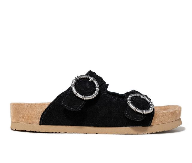 Women's Minnetonka Georgine Classic Footbed Sandals in Black color