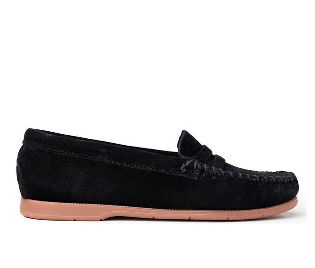 Women's Minnetonka Mellony Penny Loafers in Black color