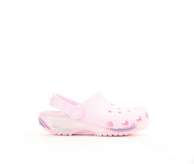 Girls' Crocs Toddler & Little Kid Classic Star Sparkle Shake Clog in Pink Milk color