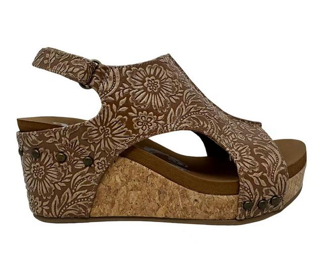 Women's Very G Isabella Tooled 2 Wedges in Tan color