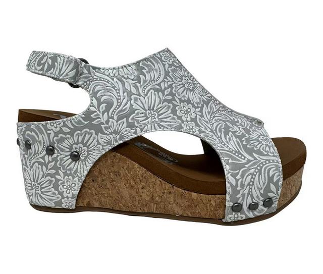 Women's Very G Isabella Tooled 2 Wedges in Light Grey color