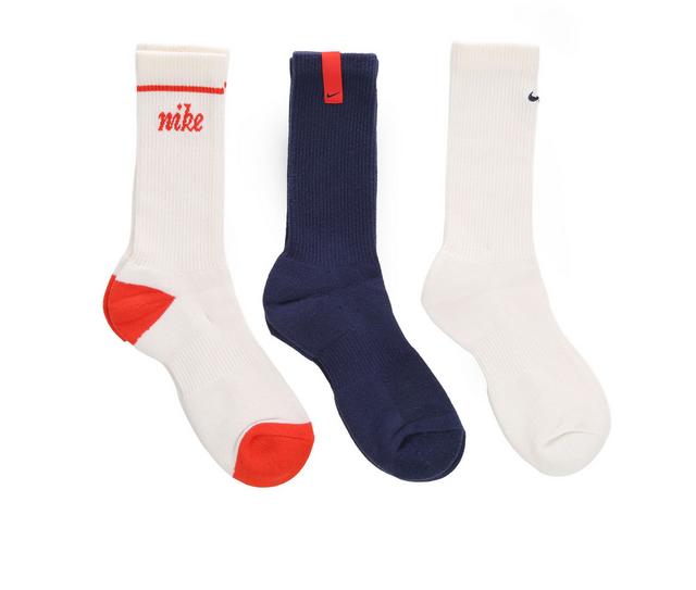 Nike 3 Pair Everyday Cushioned Crew Socks in Navy/Red color