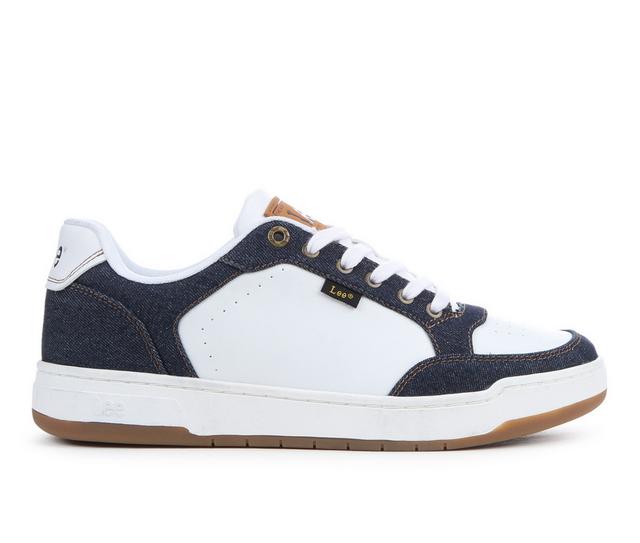 Men's Lee Footwear Roland Casual Shoes in White/Navy Den color