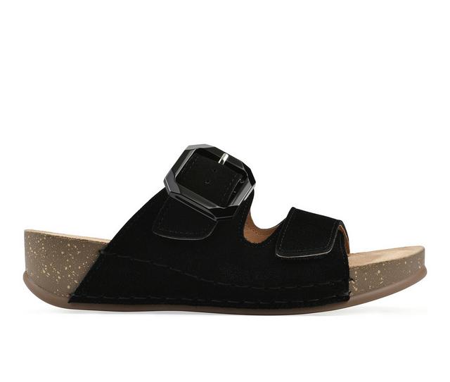 Women's White Mountain Fearful Footbed Sandals in Black color