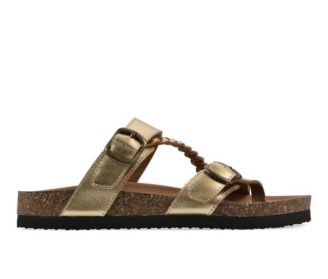 White Mountain Hammy Footbed Sandals in Antique Gold color