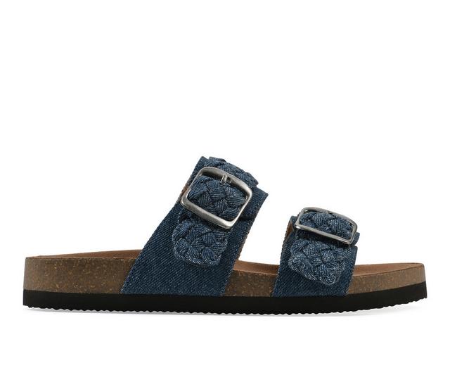 Women's White Mountain Hey Hey Footbed Sandals in Dark Blue color