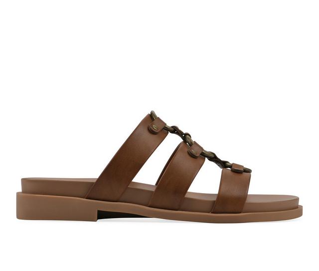 Women's White Mountain Koala Slide Sandals in Dark Tan color