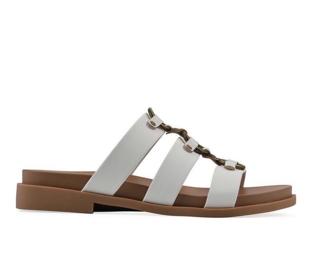 Women's White Mountain Koala Slide Sandals in White color