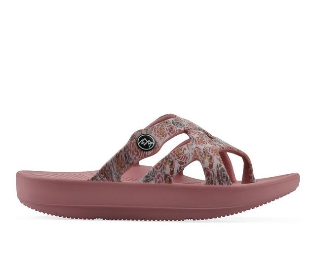 Women's White Mountain Rip Sandals in Blush Floral color