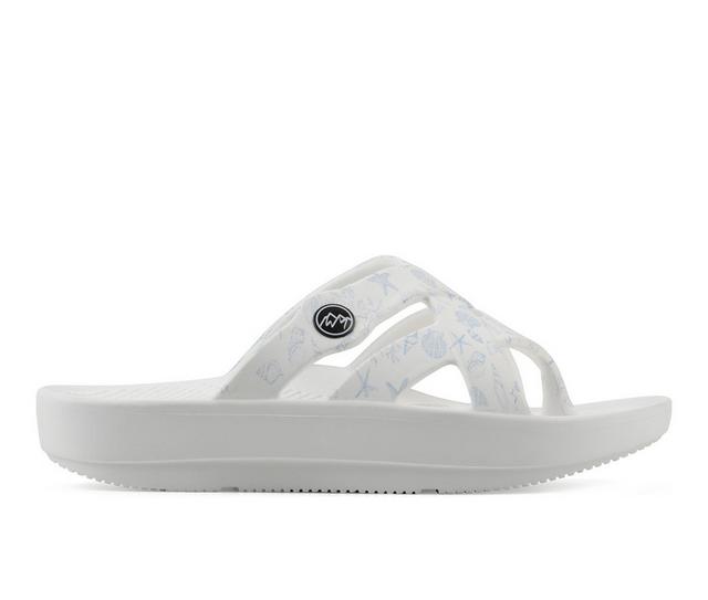 Women's White Mountain Rip Sandals in Blue Seashell color