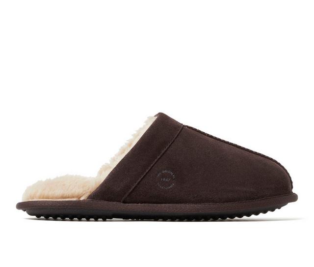 Dearfoams Kirk Suede Scuff Slippers in Coffee color