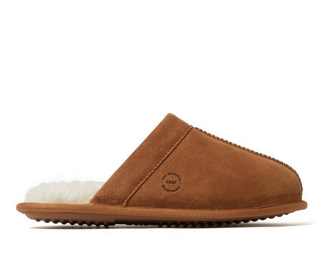 Dearfoams Kirk Suede Scuff Slippers in Chestnut color