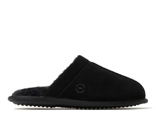 Dearfoams Kirk Suede Scuff Slippers in Black color