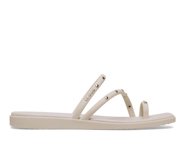 Women's Crocs Miami Studded Toe Loop in Almond Tint color