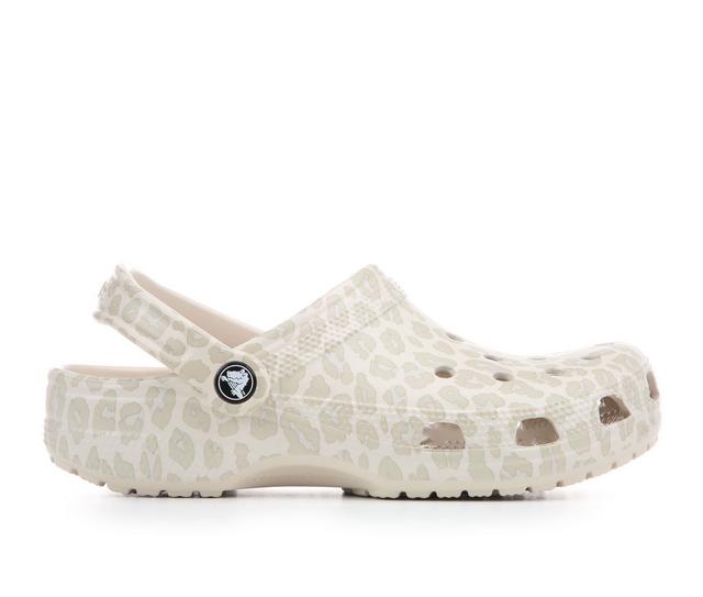 Women's Crocs Classic Animal Clog Clogs in Almond/ Leopard color