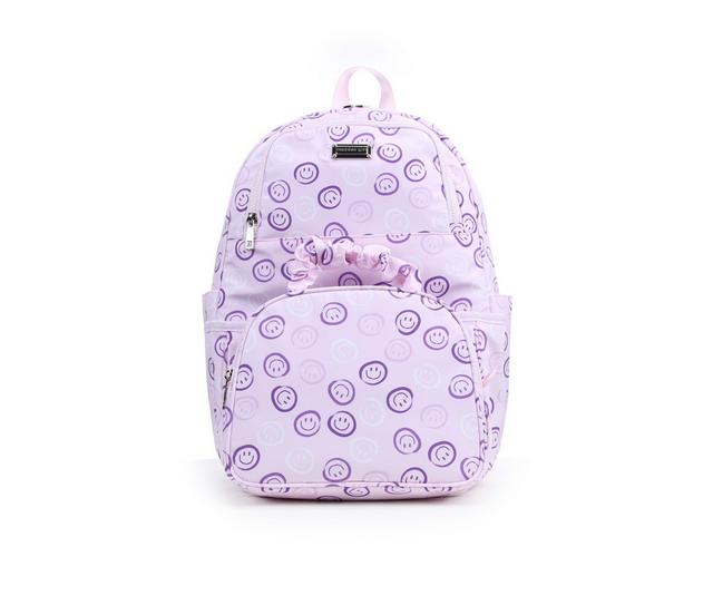 Madden Girl Nylon Dome Backpack & Lunch Tote in Purple Smiley color