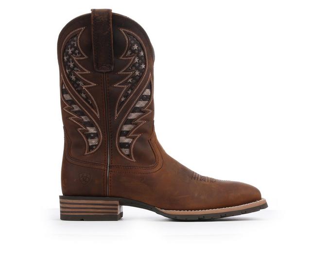 Men's Ariat Hybrid VenTEK Cowboy Boots in Distresed Brown color