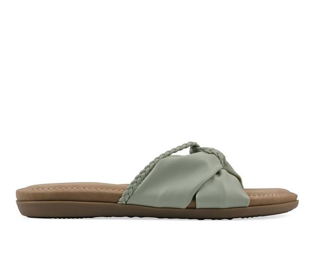 Women's Cliffs by White Mountain Fasha Slide Sandals in Sage Green color