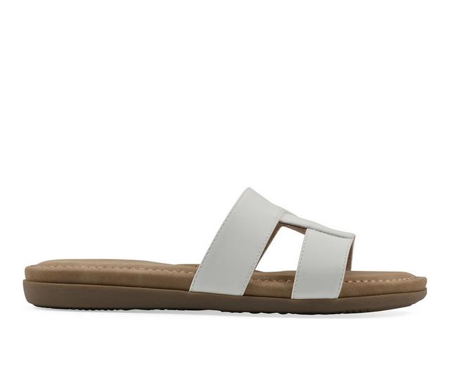 Women's Cliffs by White Mountain Fraida Slide Sandals in White color