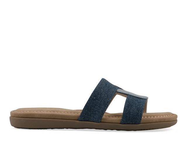 Women's Cliffs by White Mountain Fraida Slide Sandals in Mid Blue color
