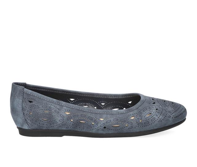 Women's Easy Street Jackie Flats in Navy color