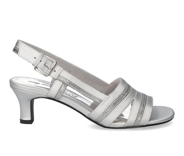 Women's Easy Street Meghan Pumps in Silver Satin color