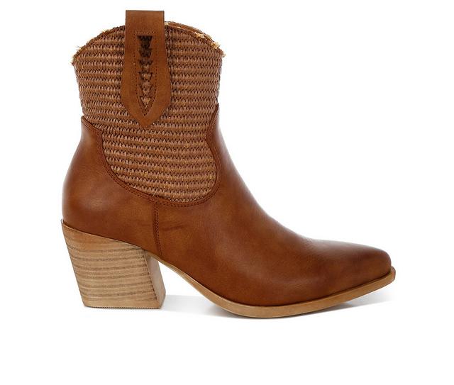 Women's London Rag Big Mood Cowboy Boots in Tan color