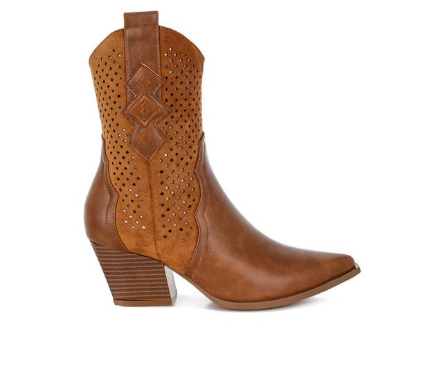 Women's London Rag Prosia Cowgirl Boots in Tan color