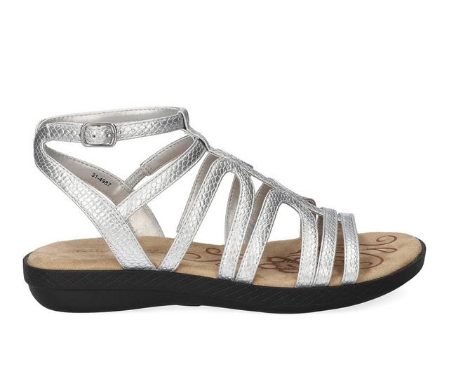 Women's Easy Street Daylily Sandals in Silver Snake color