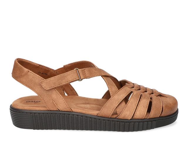 Women's Easy Street Hue Casual Flat Sandals in Tan color