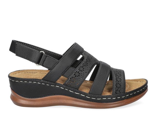 Women's Easy Street Alexi Footbed Sandals in Black color