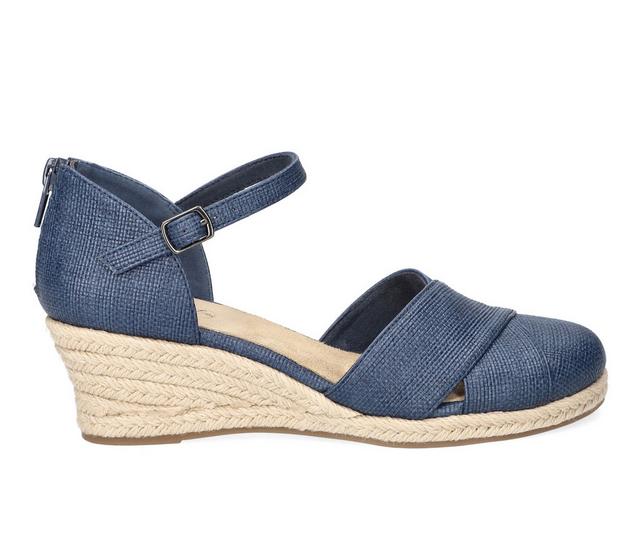 Women's Easy Street Coast Wedges in Navy Emboss color