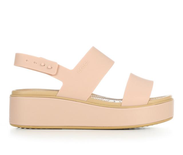Women's Crocs Brooklyn Low Wrap Wedge in Pink Caramel/Tn color