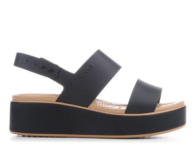 Women's Crocs Brooklyn Low Wrap Wedge in Black/Cashew color