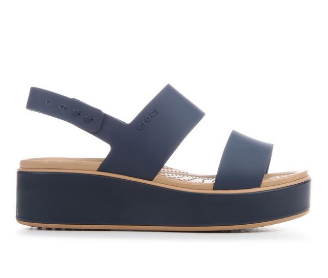 Women's Crocs Brooklyn Low Wrap Wedge in Navy/Cashew color