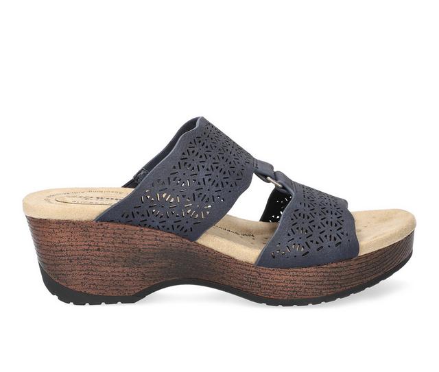 Women's Easy Works by Easy Street Rin Wedge Sandals in Navy color