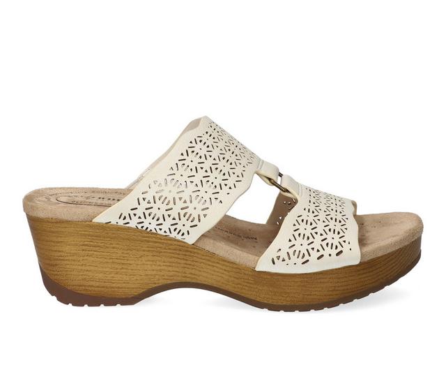 Women's Easy Works by Easy Street Rin Wedge Sandals in Off White color