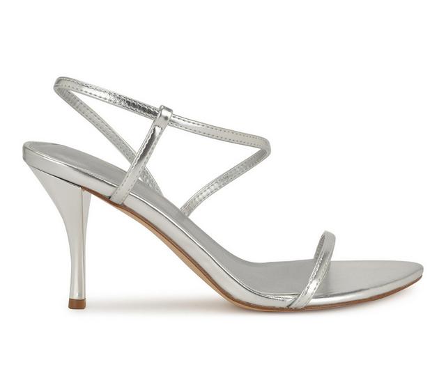 Women's Nine West Cakely Dress Sandals in Silver color