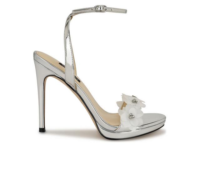 Women's Nine West Lovely Stiletto Sandals in Silver color