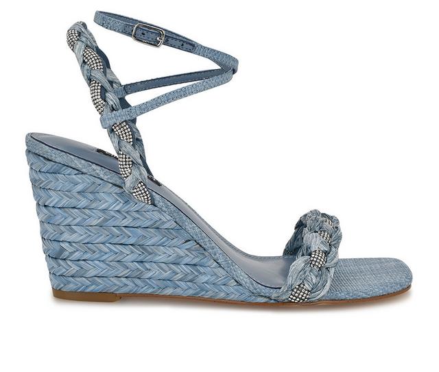 Women's Nine West Nashy Wedges in Blue color