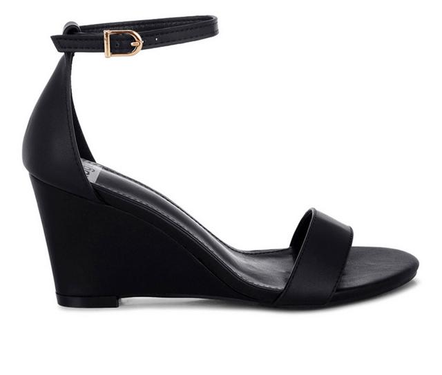 Women's Rag & Co Pobora Wedge Sandals in Black color