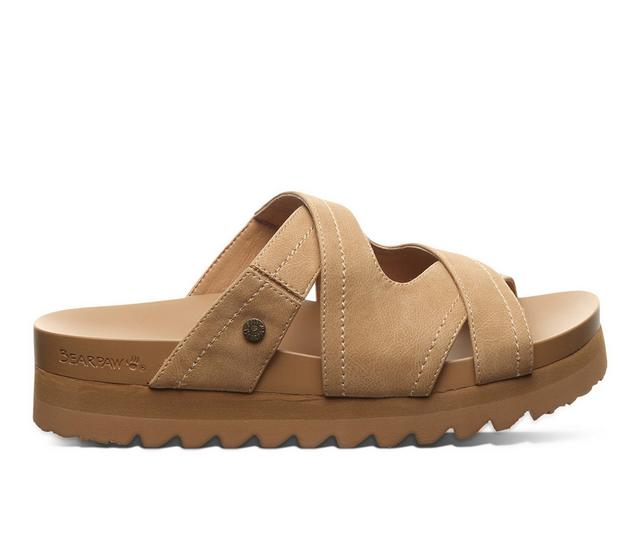Women's Bearpaw Crux Platform Footbed Sandals in Iced Coffee color